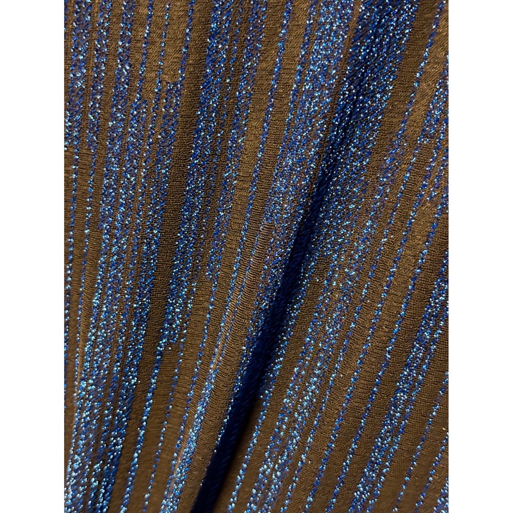 SHEIN Blue Black Metallic Glitter Striped Long Sleeve V-Neck Maxi Dress Large - Picture 4 of 4